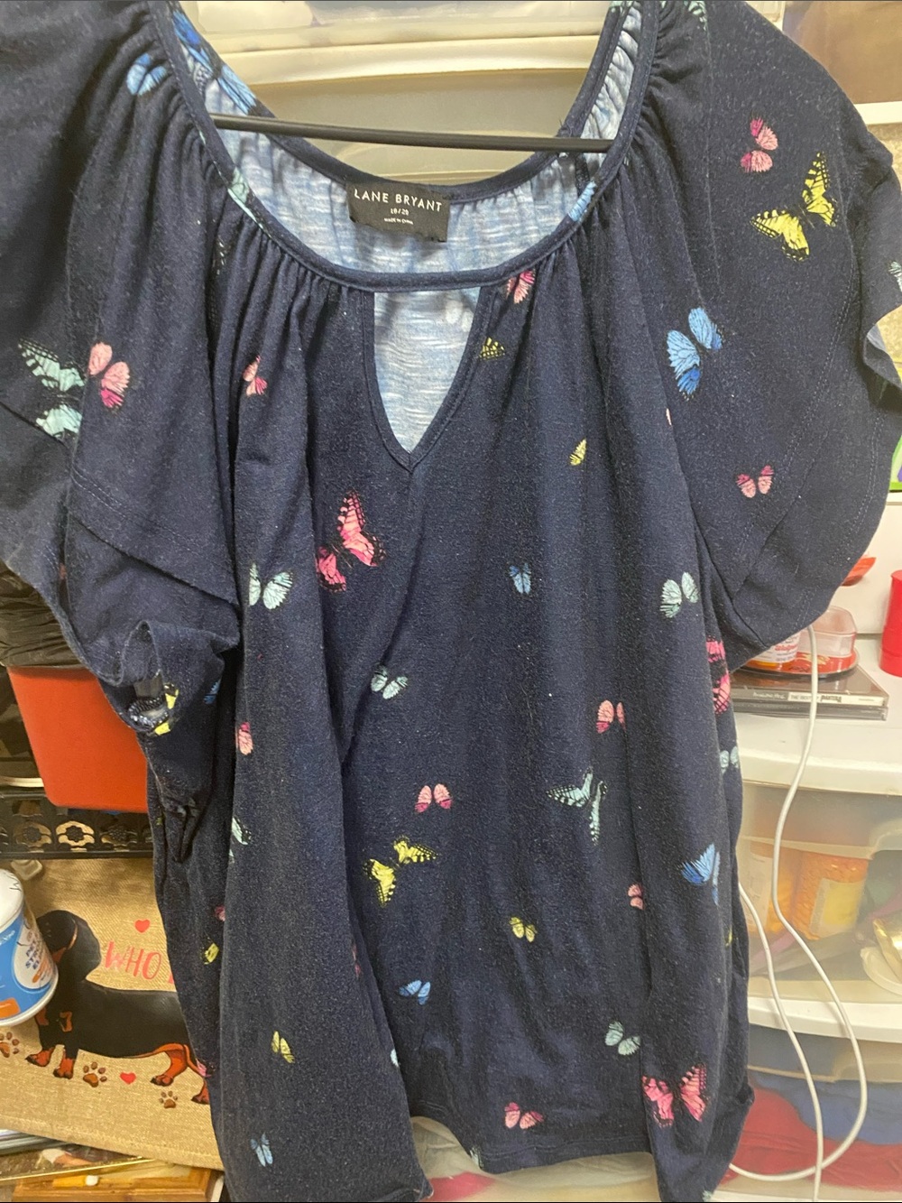 Lane Bryant Girls' Navy Butterfly Print Short Sleeve Top